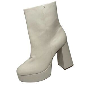Larroudé Dolly Ivory Leather Platform‎ Boots, Size 9 1/2 NEW